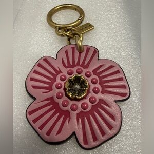 Coach Pink Floral Tea Rose Bag Charm Keychain